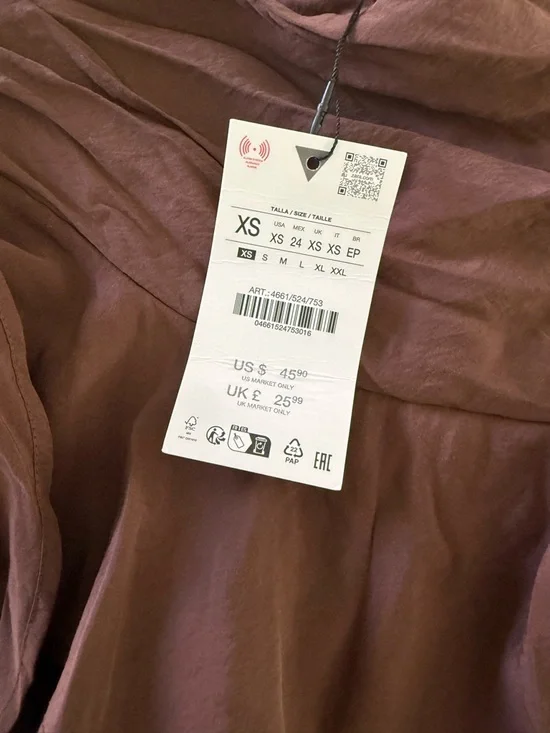 Tiered Ruffle Mini Skirt in Deep Brown from Zara Size XS - Picture 7 of 8